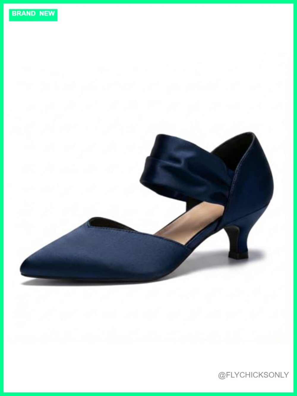 Kitten Heels Pointed Toe Pumps Ankle Strap Wedding Shoes